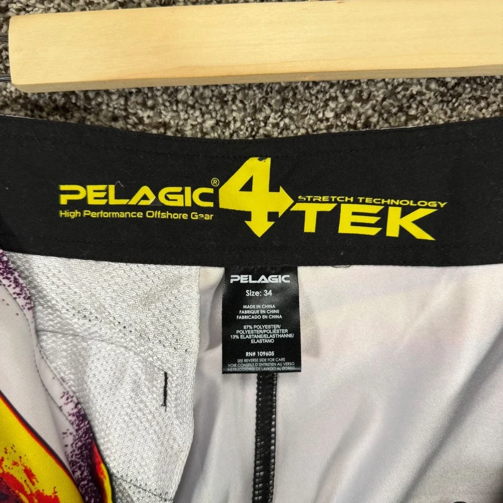 Pelagic 4TEK Board Shorts Mens 34/12 Multicolor High Performance Offshore Gear